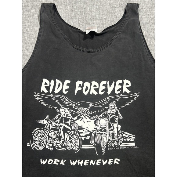 Vintage 90s Biker Shirt Sz 2XL Ride Forever Two Sided Single Stitch US 1994 - Picture 1 of 11